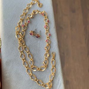 Gold plated necklace and earring set